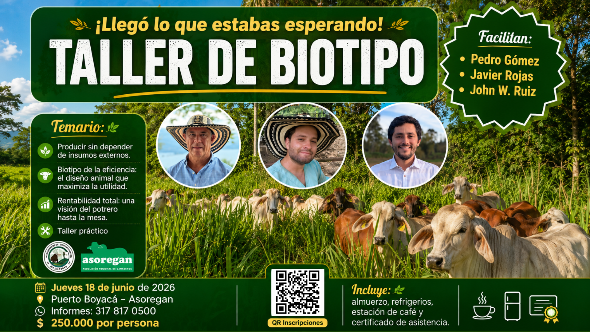 Taller de ganadería regenerativa y biotipo animal en Puerto Boyacá